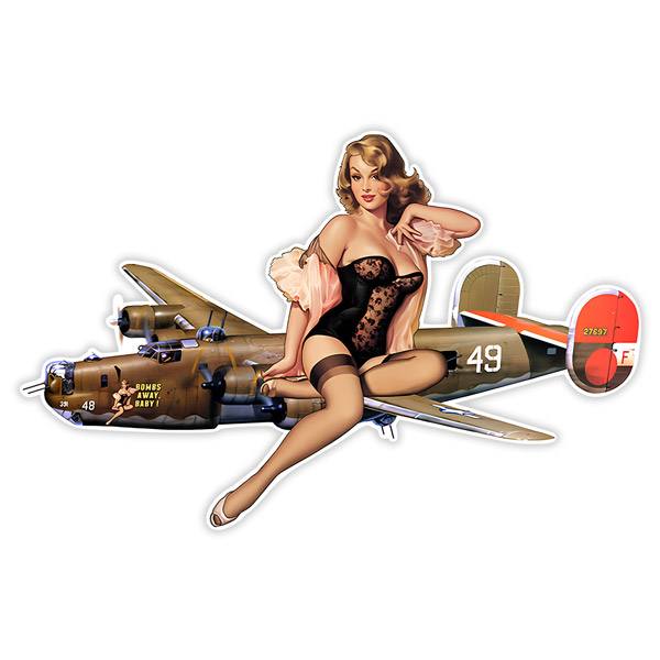 Adesivi Murali: Sticker murale ragazza pin-up con bombardiere vint