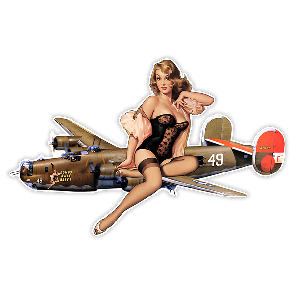 Adesivi Murali: Sticker murale ragazza pin-up con bombardiere vint