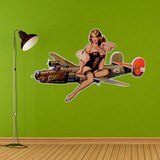 Adesivi Murali: Sticker murale ragazza pin-up con bombardiere vint 3