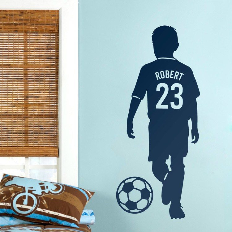 Adesivi per Bambini: Silhouette di un bambino calciatore con pallone pe