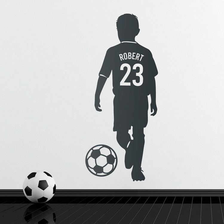 Adesivi per Bambini: Silhouette di un bambino calciatore con pallone pe