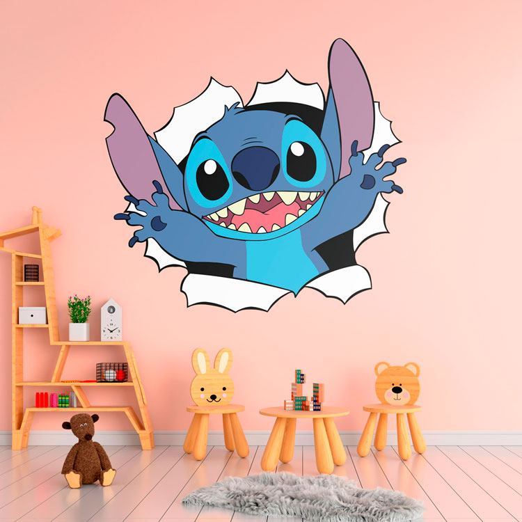 Adesivi per Bambini: Stitch che esce dal muro