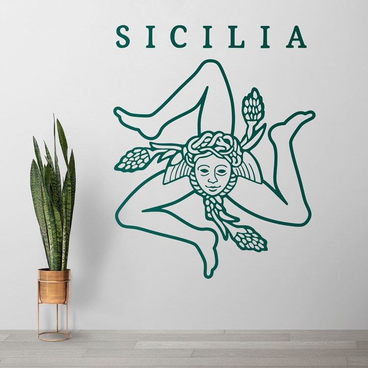 Adesivi Murali: Adesivo murale decorativo con lo stemma di Sicilia