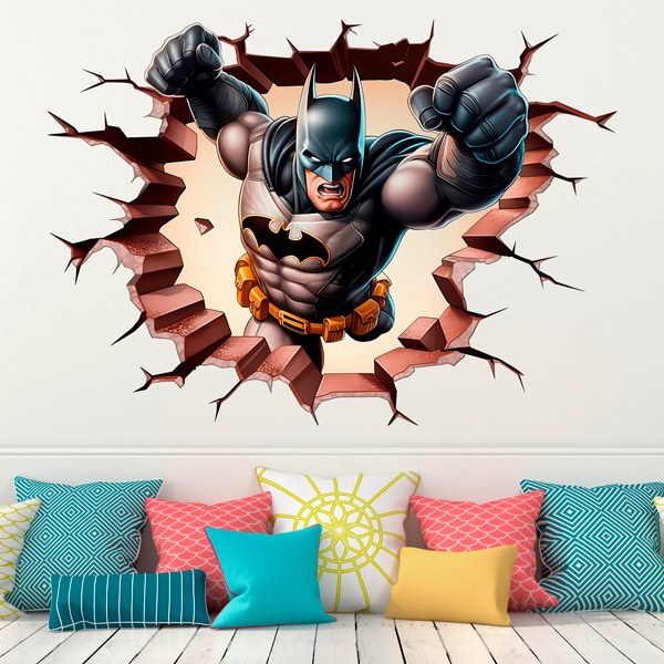 Adesivo murale Buco Batman in azione