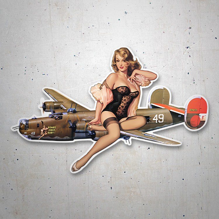 Adesivi per Auto e Moto: Sticker modello Pin-up su aereo da combattimento v