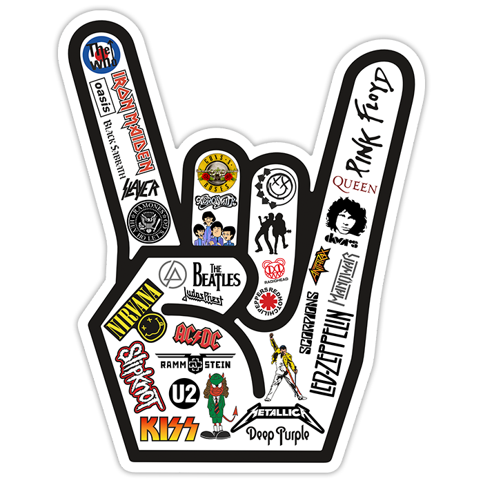 Adesivi per Auto e Moto: Mano Rock Logos