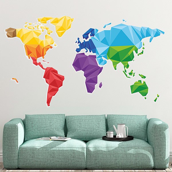 Quadro con la mappa del mondo colorata - TenStickers