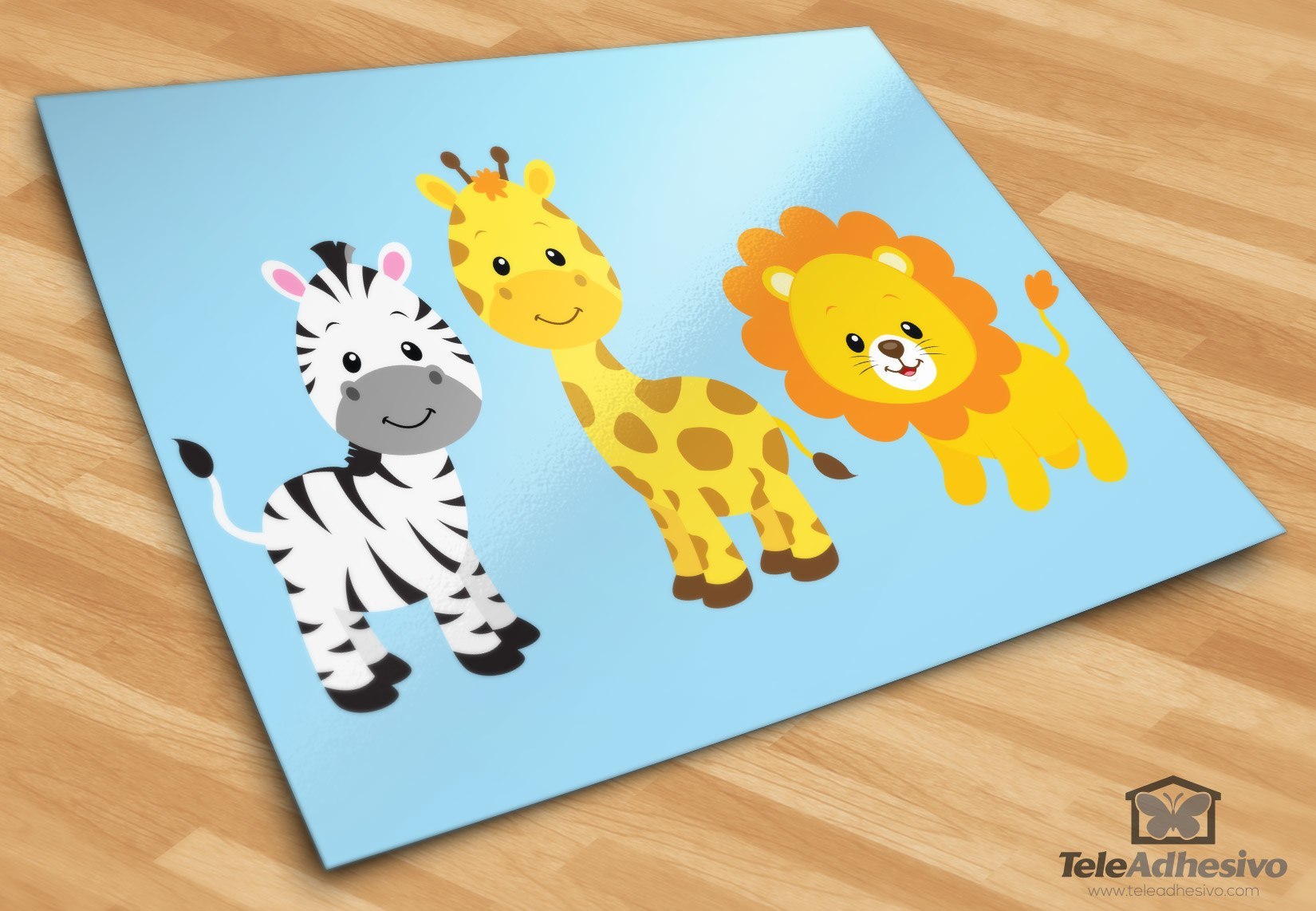 Adesivo murale bambini Safari zebra, giraffe e leoni