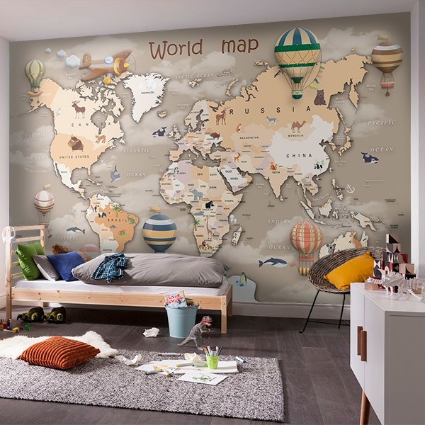 Mappe del mondo in legno per parete 3D