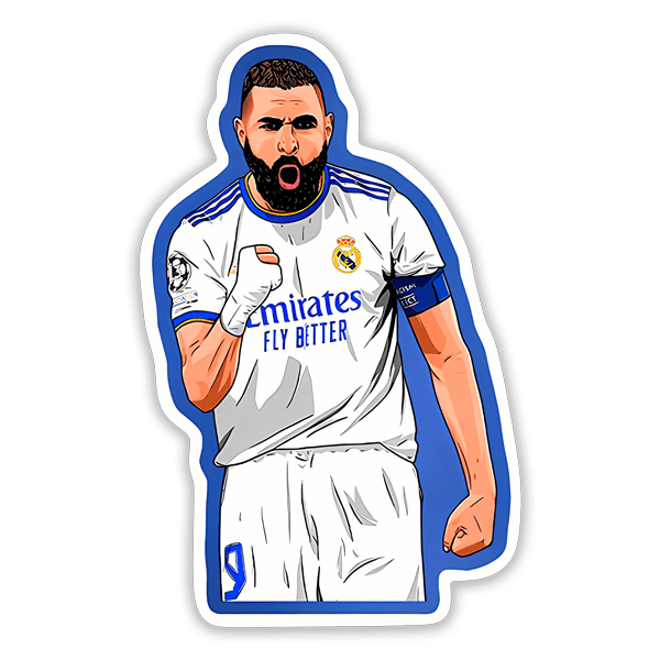 Adesivi per Auto e Moto: Karim Benzema esultando gol Real Madrid