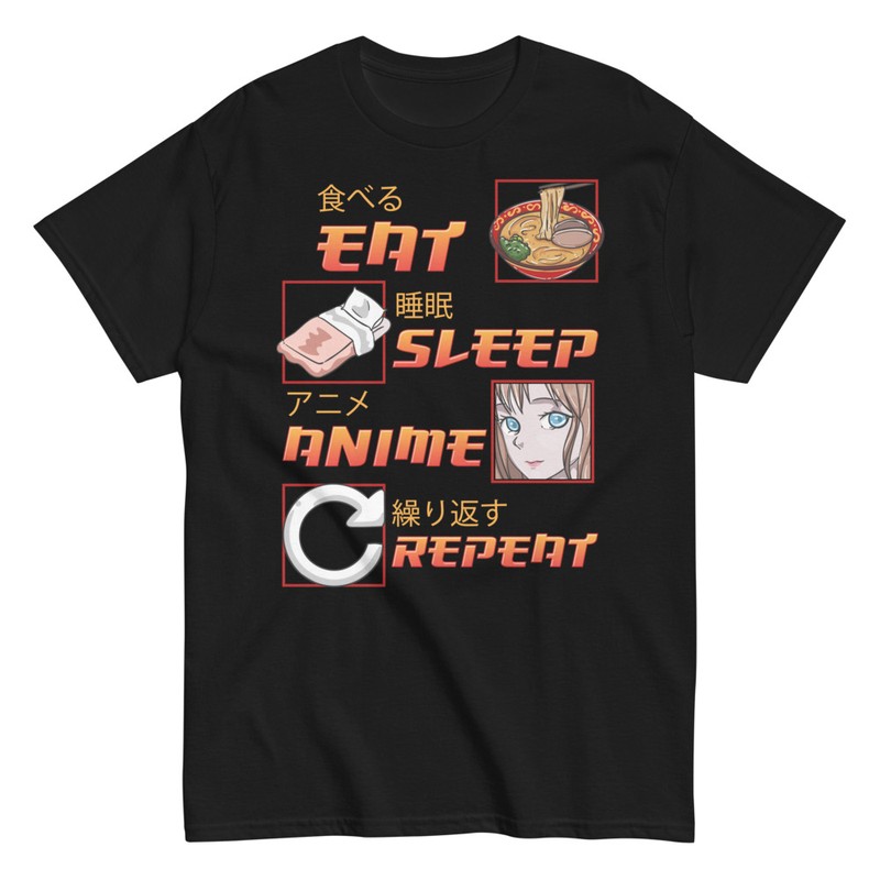 Magliette: Maglietta Eat Sleep Anime Repeat