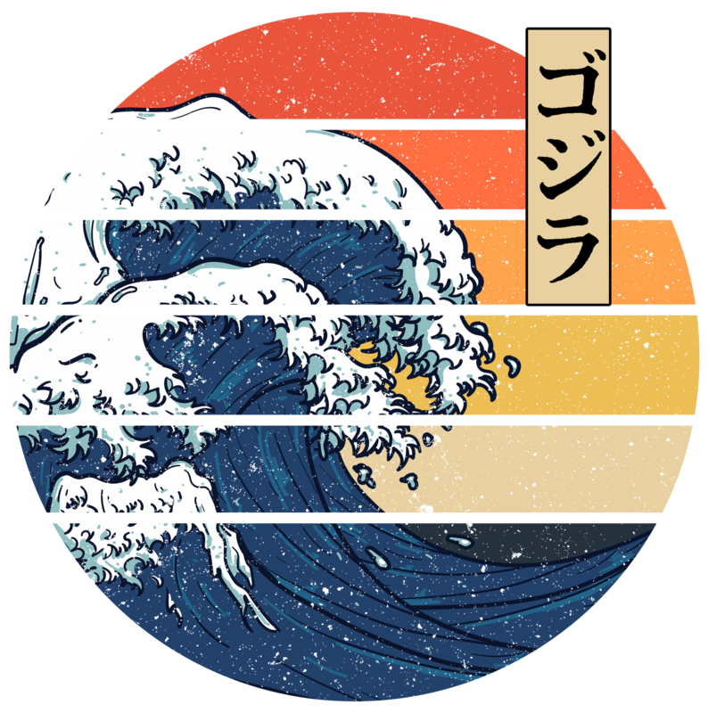 Magliette: Maglietta Grande Onda di Kanagawa con Kanji