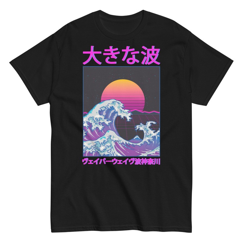 Magliette: Maglietta estetica Vaporwave con La Grande Onda di