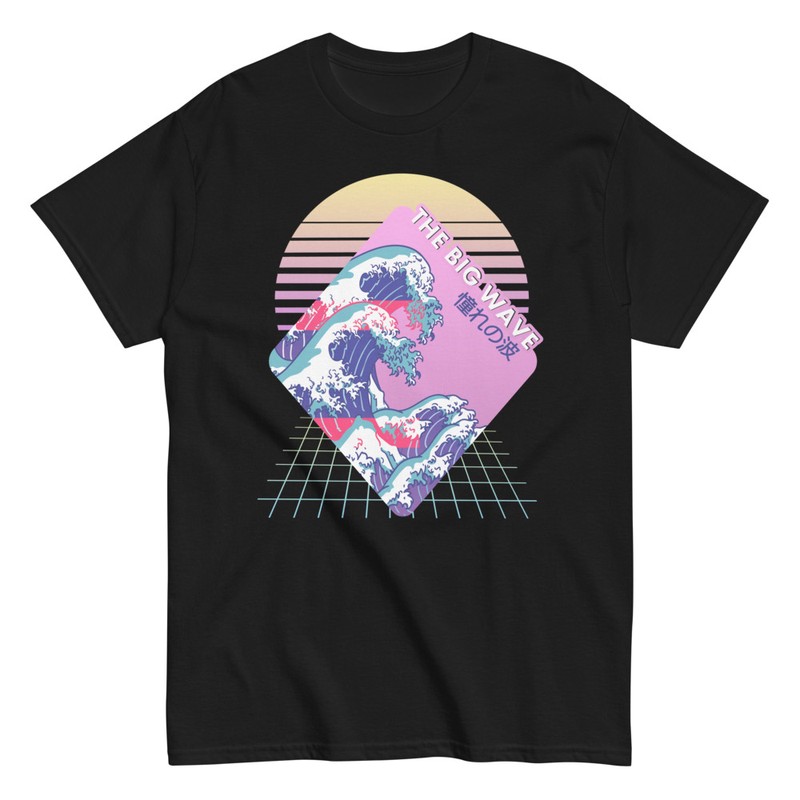 Magliette: Maglietta Vaporwave La Grande Onda Stile Vintage A