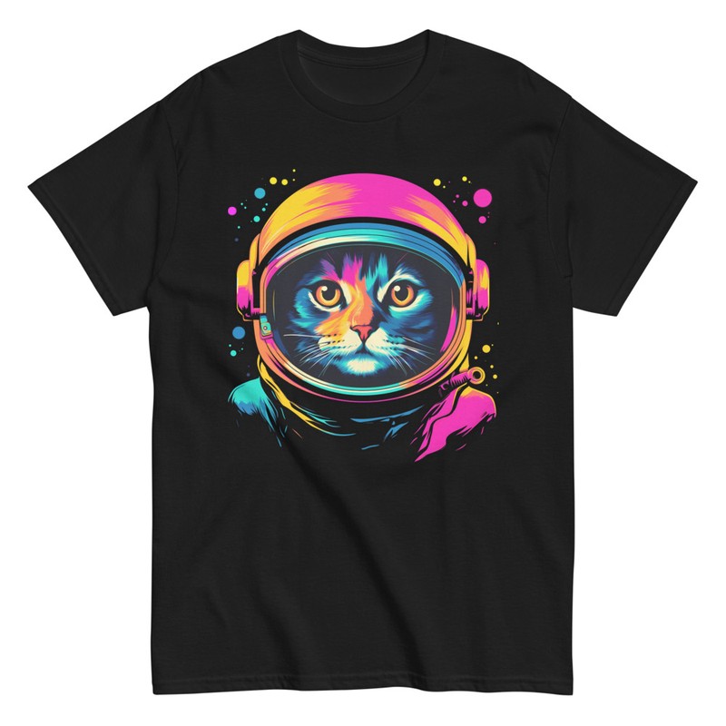 Magliette: Maglietta gatto astronauta psichedelico