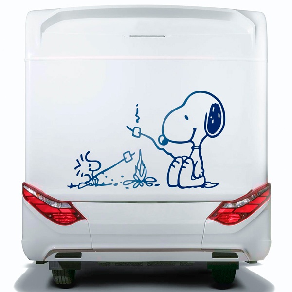 Adesivi per camper: Falò di Snoopy